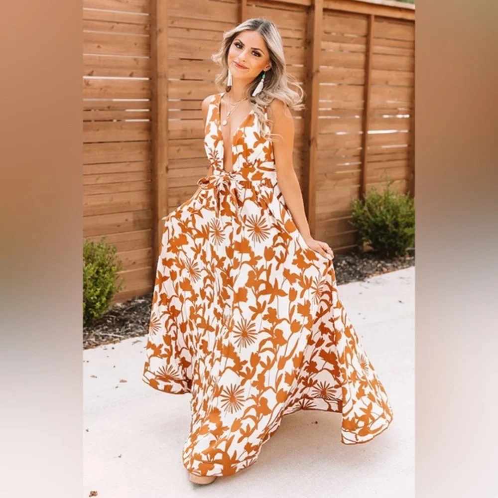 Red Dress Boutique Subtly Sweet Cream Multi Print Maxi Dress - Picture 1 of 11